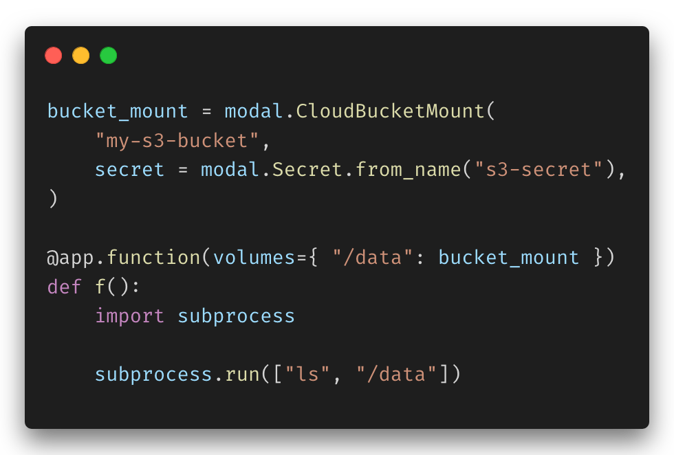 Example code using cloud bucket mounts