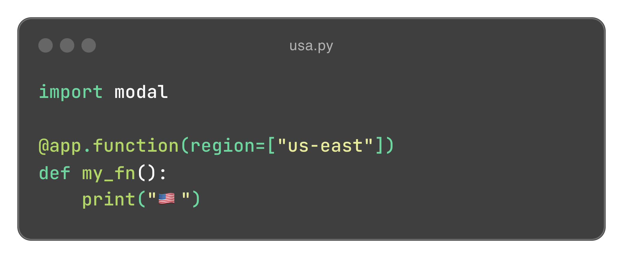 Code sample of region selection