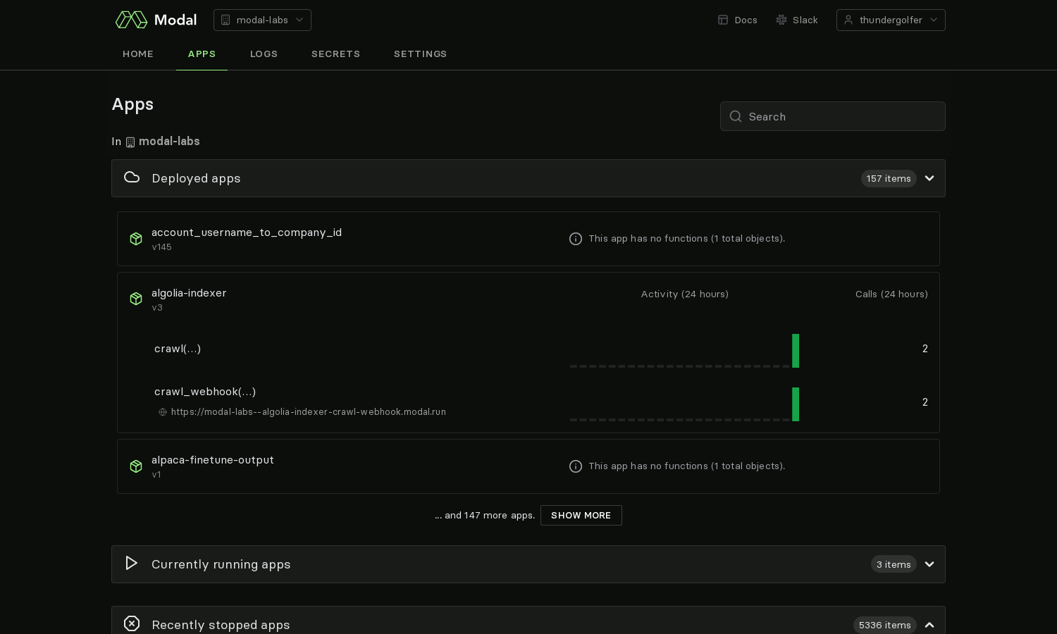 viewing deployments in the web interface