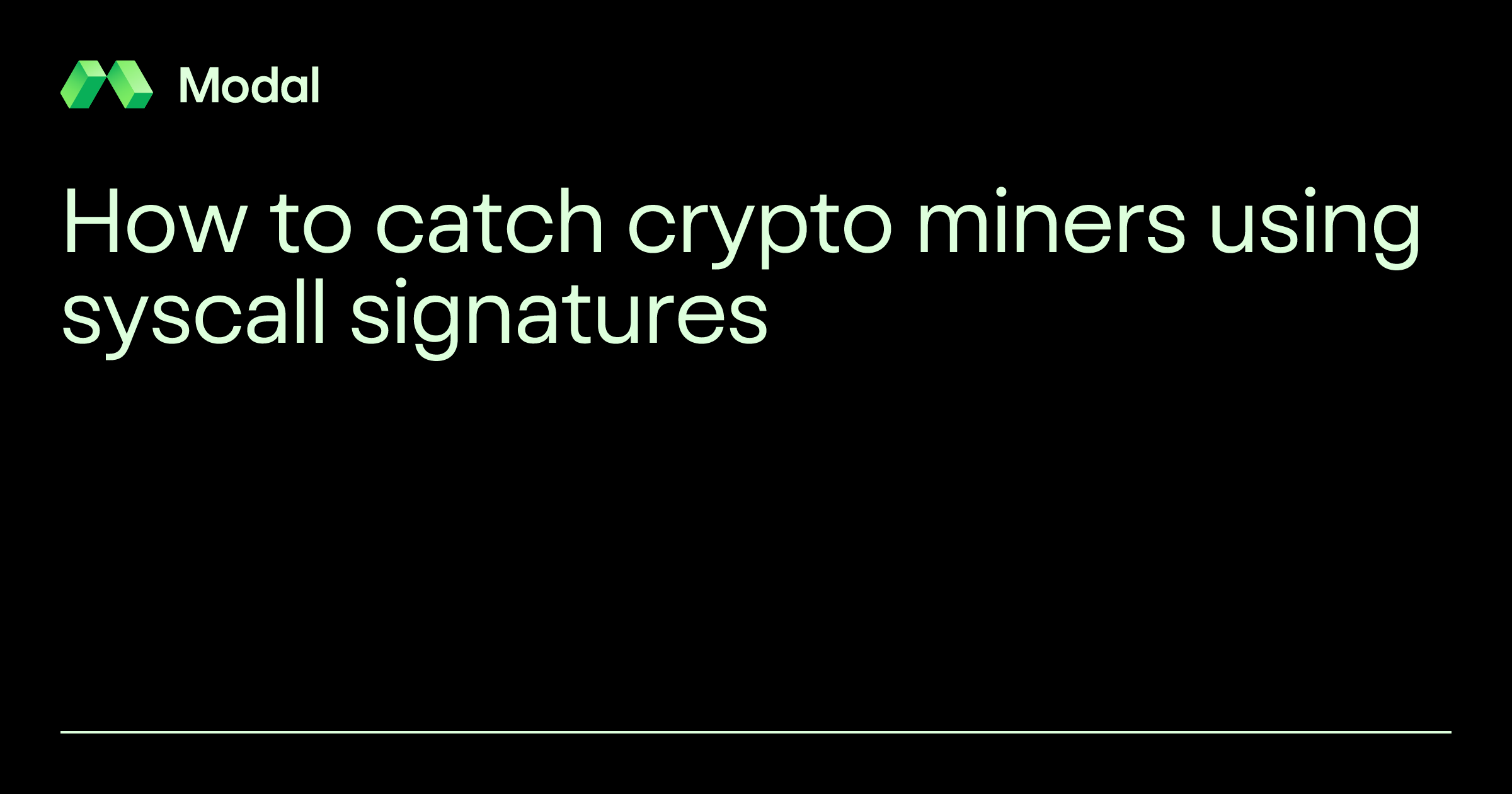 How to catch crypto miners using syscall signatures